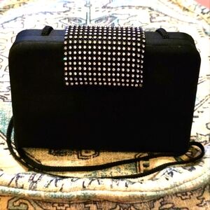 Elegant Black Clutch with Rhinestone Detail